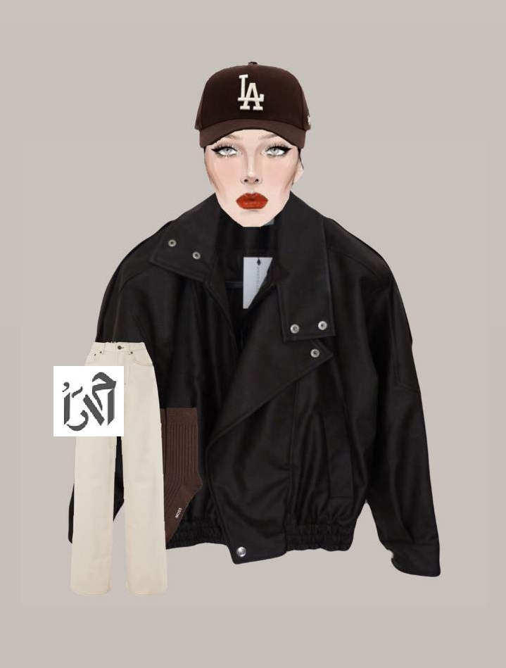 کت چرم  زنانه مشکی یقه چپ و راستی