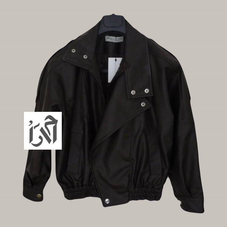 کت چرم زنانه مشکی یقه چپ و راستی