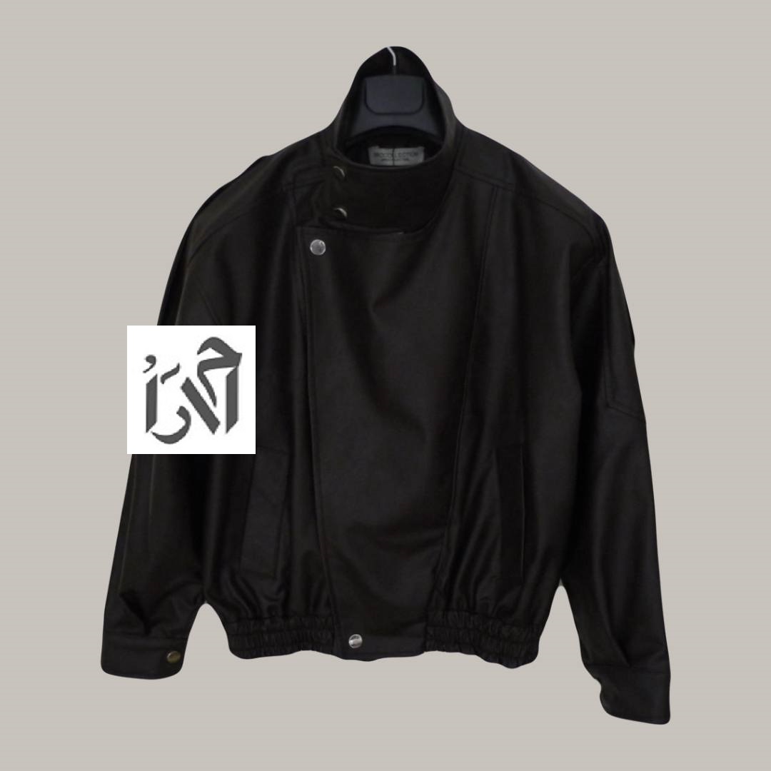 کت چرم  زنانه مشکی یقه چپ و راستی