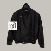 کت چرم زنانه مشکی یقه چپ و راستی