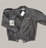 کت چرم زنانه مشکی یقه چپ و راستی