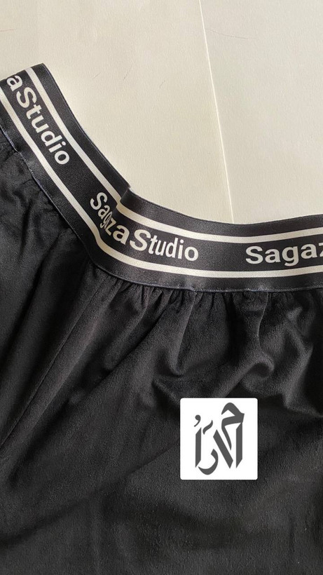 شلوار زنانه مخمل مشکی کمر کش ساگازا