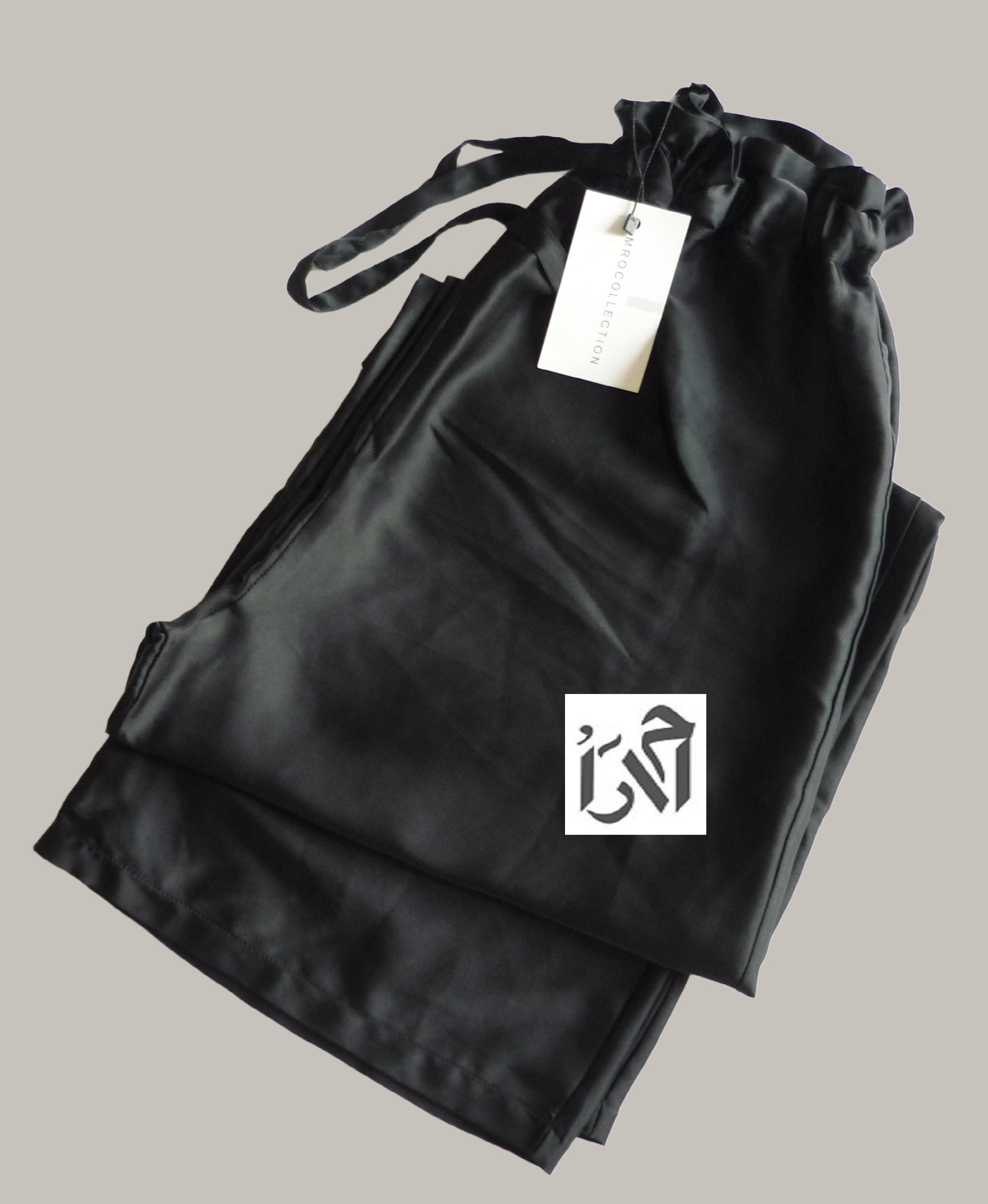 شلوار زنانه ساتن مشکی کمر کش