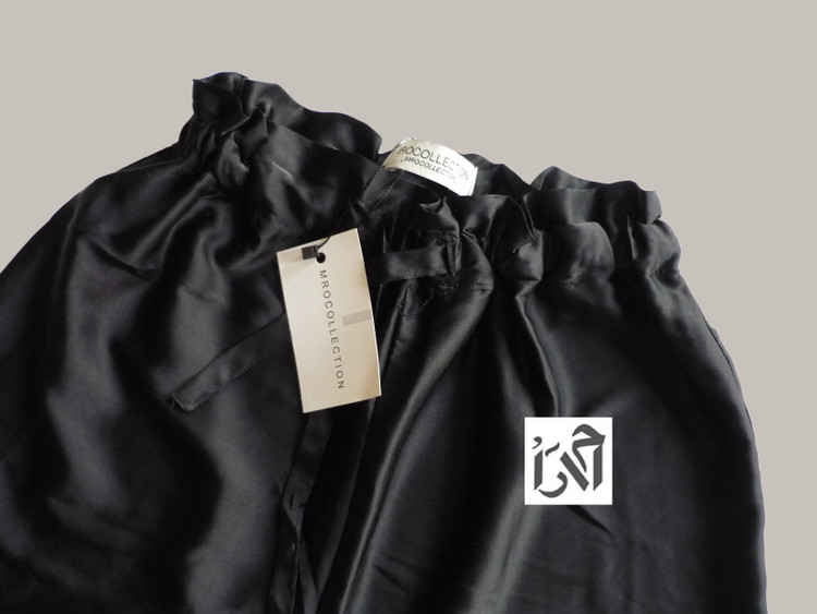 شلوار زنانه ساتن مشکی کمر کش