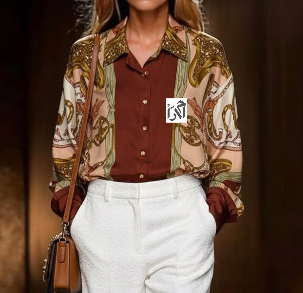 شومیز ساتن باروک اجری