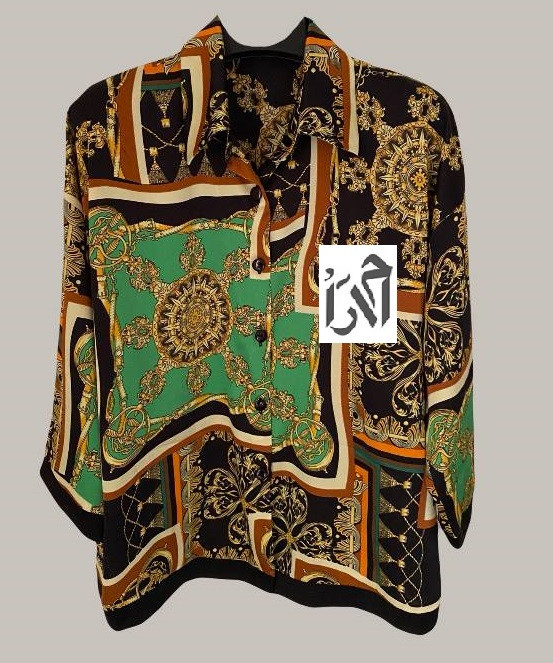 شومیز ساتن باروک سبز