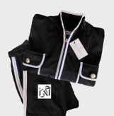 ست بامبر و شلوار زنانه مخمل مشکی با نواردوزی سفید