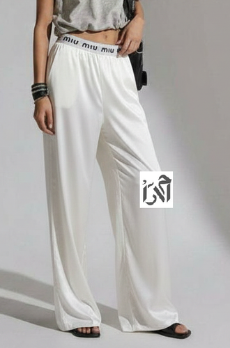 شلوار زنانه ساتن سفید کمر میو میو