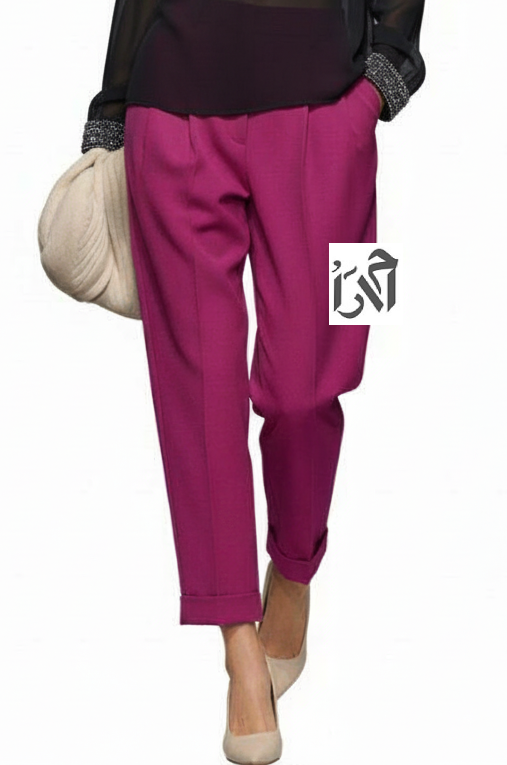 شلوار زنانه کرپ اوکیا سرخابی مدل سمبادی