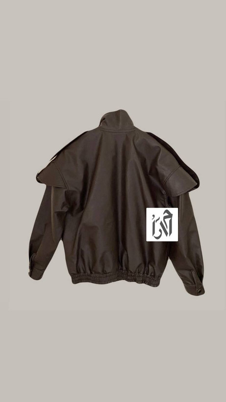 کت چرم زنانه مشکی با جیب بزرگ