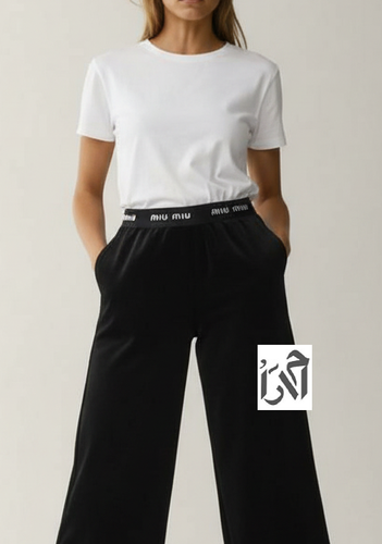 شلوار زنانه مخمل مشکی کمر کش میو میو