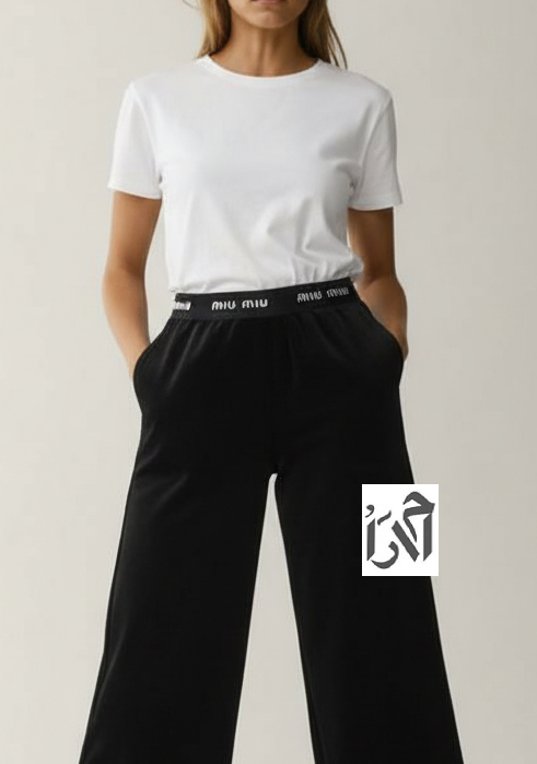 شلوار زنانه مخمل مشکی کمر کش میو میو