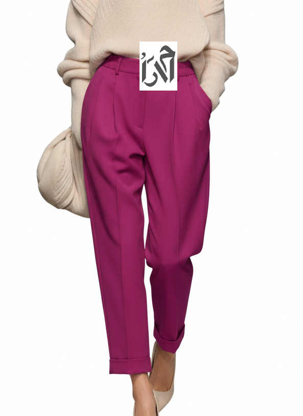 شلوار زنانه کرپ اوکیا سرخابی مدل سمبادی
