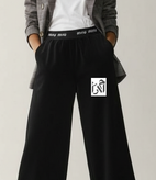 ست بامبر و شلوار زنانه مخمل مشکی با نوار میو میو