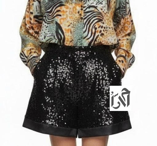 شلوارک زنانه پولکی مشکی